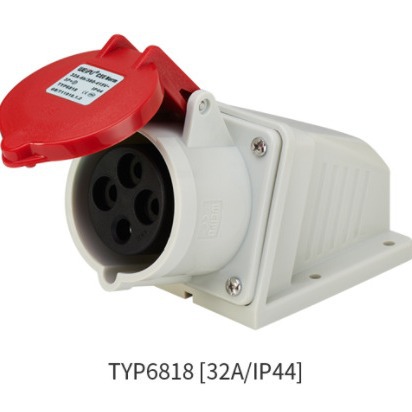 威浦 工业插头 WEIPU IP44防溅 TYP6818 32A/4芯 380V 明装孔插座