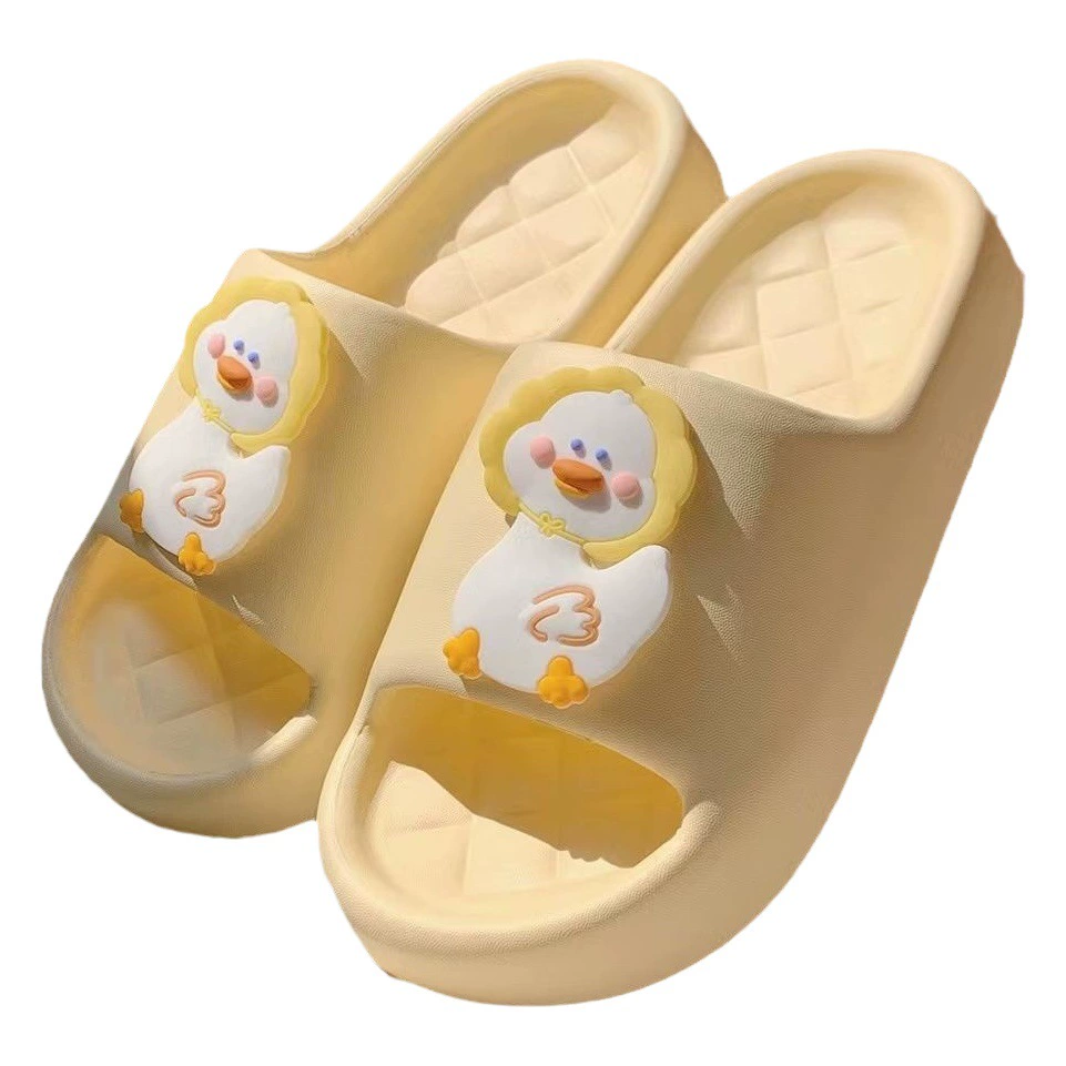 Летняя домашняя и уличная одежда, забавные мультяшные милые тапочки с маленькой желтой уткой, мягкие повседневные модные тапочки на толстой подошве
