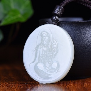 Xinjiang Hetian Jade Suet Jade Men's Guanyin Pendant Jade Pendant Maitreya Buddha Jade Buddha Male Female Ice Couple Pendant