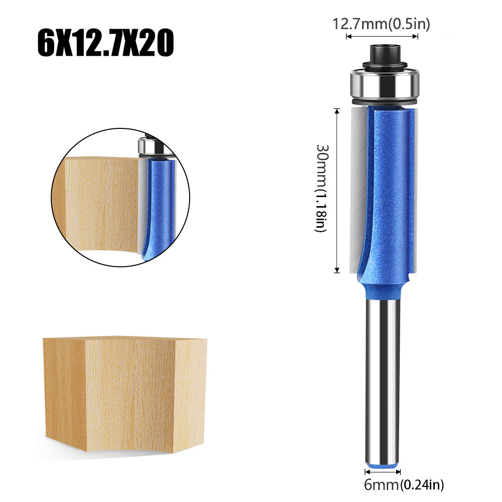 Profesional-Grado 6mm mango carpintería recorte cuchillo carpintería fresadora máquina de corte cabeza de corte 1/4 mango cortador cabeza aleación recorte cuchillo