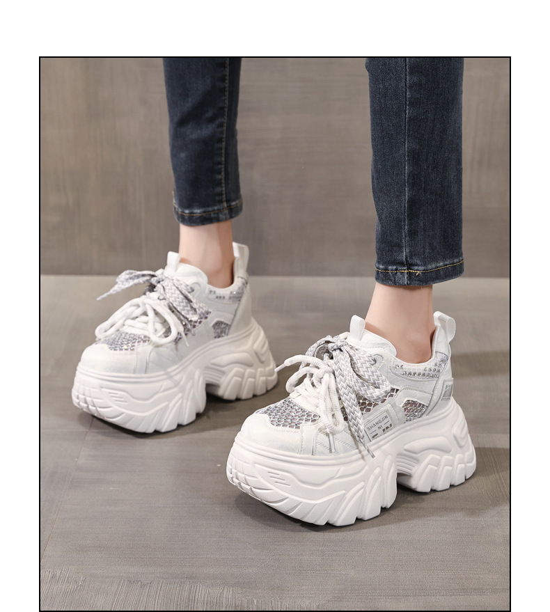 Giày sneaker nữ đế dày tăng chiều cao phong cách thể thao mùa hè — màu hồng chi tiết 13