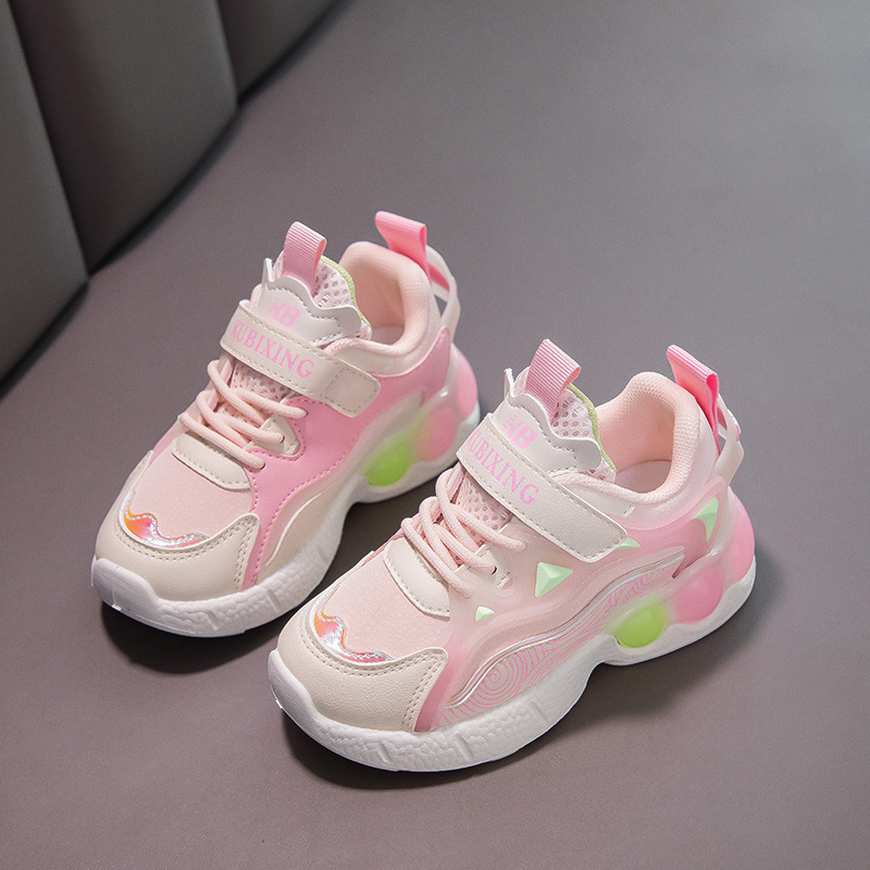Scarpe per bambini da basket in stile velcro, alla moda, versatili, per ragazze, ragazzi e ragazze, in pelle, primavera e autunno_voghion.com