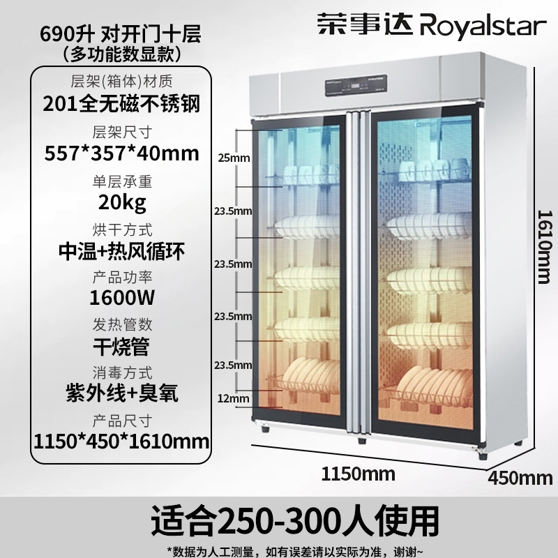 gabinete de desinfección comercial de dos puertas comedor de gran capacidad vertical de desinfección de acero inoxidable gabinete de aire caliente cocina de hotel