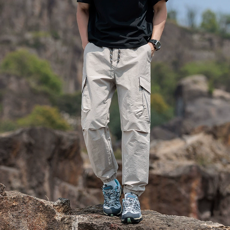 Популярные трансграничные спортивные брюки для активного отдыха, мужские модные американские брендовые трехзащитные брюки-карго с несколькими карманами для бега