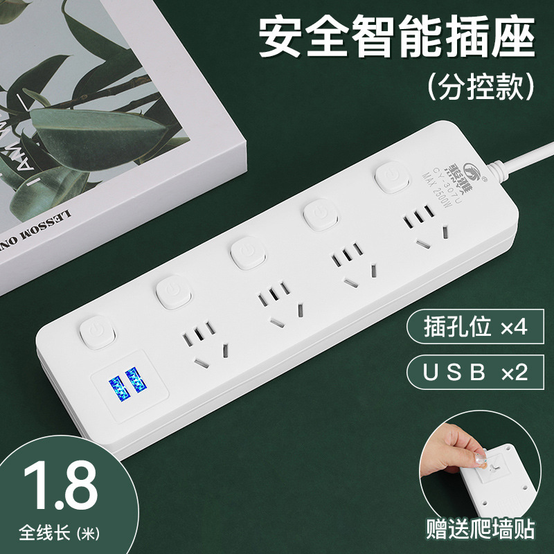 Enchufe elegante del zócalo del interruptor del USB de alta potencia con la línea tablero multifuncional poroso del zócalo del cinco-agujero del hogar enchufable