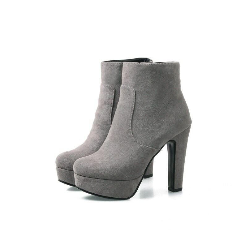 European and American Export Large Size Women's Shoes, Thick Heel, Waterproof Platform, Short Boots, High Heel, Round Toe Short Boots, Women's Boots, Ultra High Heel European and American Export Large Size Women's Shoes, Thick Heel, Waterproof Platform, Short Boots, High Heel, Round Toe Short Boots, Women's Boots, Ultra High Heel