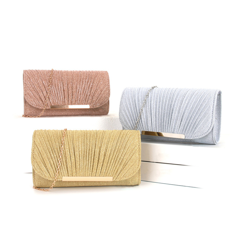 Foreign trade factory direct crossbody evening bag female Clutch bag pleated high stitching round bottom Clutch evening bag