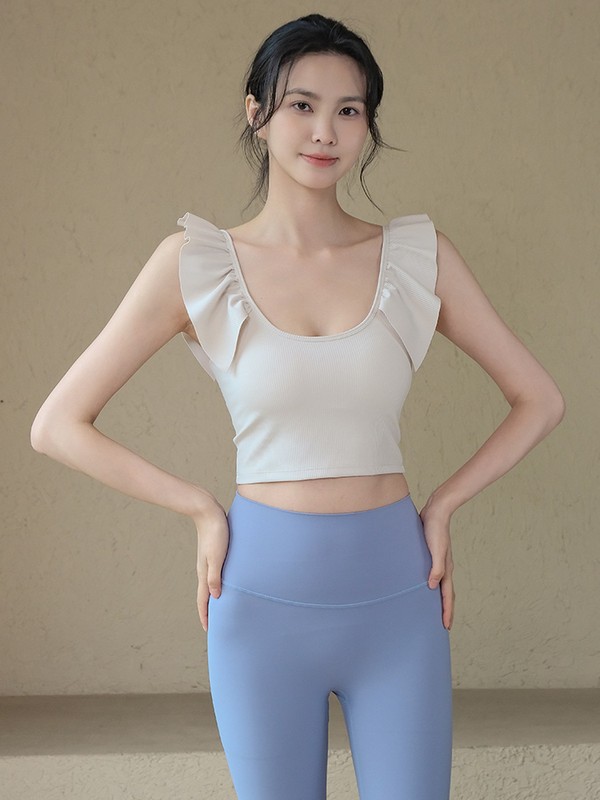 オールインワンヨガベスト女性の夏のレーススリーブ通気性フィットネススポーツバックトップピラティストレーニング服|undefined