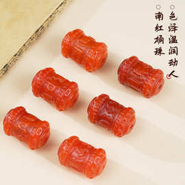 厂家直供南红玛瑙桶珠 diy饰品配件南红玛瑙珠子串珠圆珠半成品