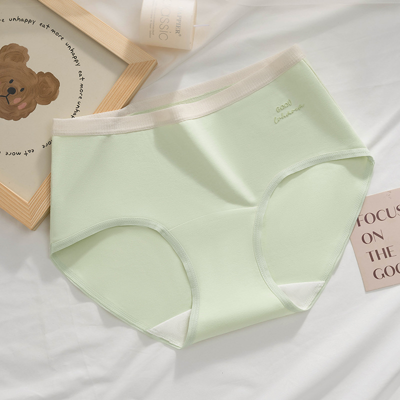 Bragas de color de contraste de algodón puro, entrepierna antibacteriana, entrepierna más larga, bolsa de gran tamaño, cadera, cintura media, sin costuras, nalgas, calzoncillos de verano para mujer image 13