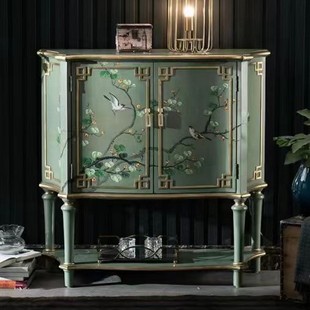 American Style Retro Handmade Painted Border Luxury Furniture Cabinet