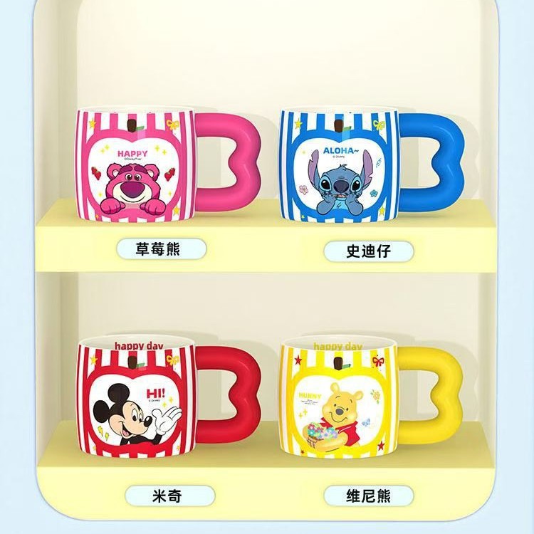 Nuevas tazas creativas personalidad de alto valor de cara regalo de mano taza de desayuno de cerámica de oficina caricatura Mickey taza de agua