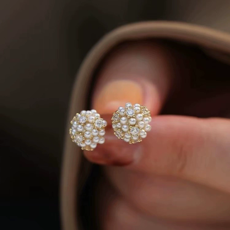 Серебряная игла, цирконы, модные универсальные серьги из жемчуга, стиль высокого качества, стиль «легкая роскошь», оптовая закупка