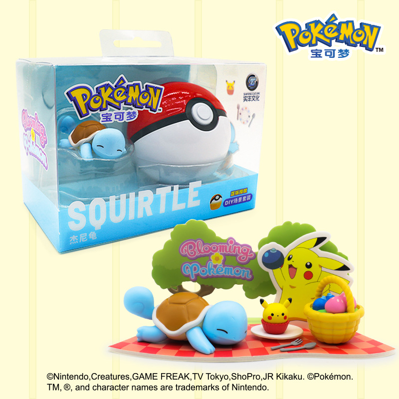 Pokémon auténtico mascota elfo bola escena decoración caja ciega modelo de muñeca Pikachu juguetes hechos a mano mayorista