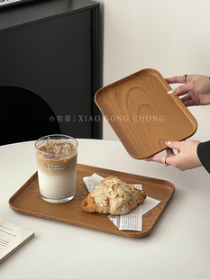 Imitation Wood Grain Rectangular Tray Ins Dinner Plate Tea Tray Water Cup Storage Tray Cafe Cake Dessert Tray Fruit Tray