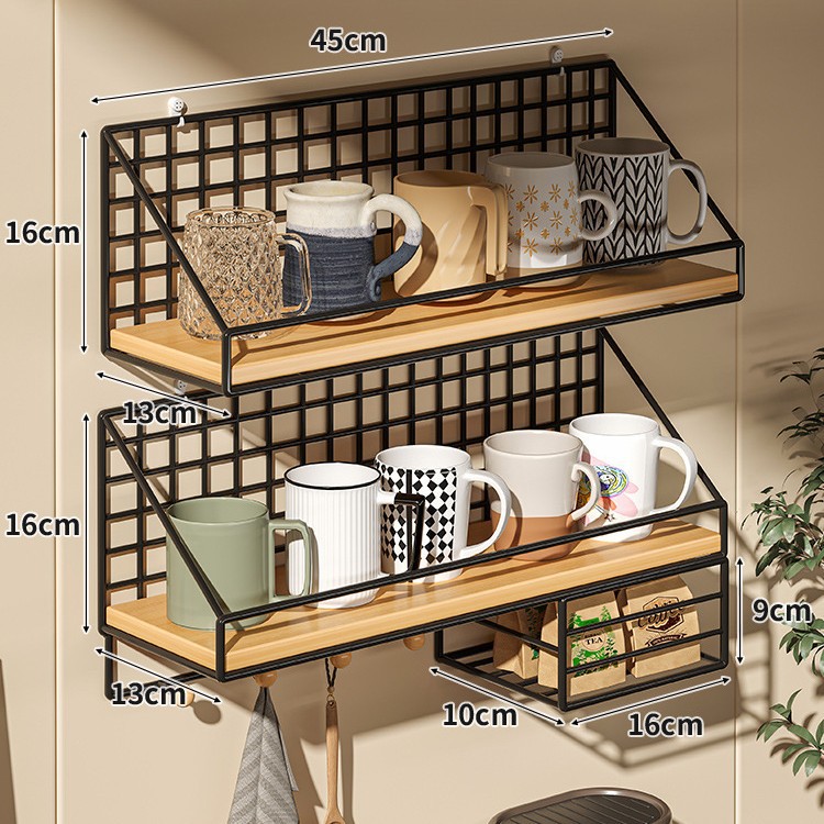 Portavasos montado en la pared taza de agua sin perforación estante para taza de café taza de té en la pared