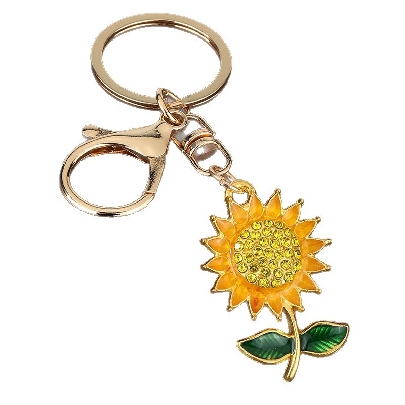Portachiavi in metallo di alta qualità con strass, ciondolo a forma di girasole, albero, fiore, zaino, all'ingrosso_voghion.com