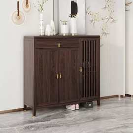 新中式全实木鞋柜玄关柜轻奢乌金木进门家用室外门口入户门客厅柜