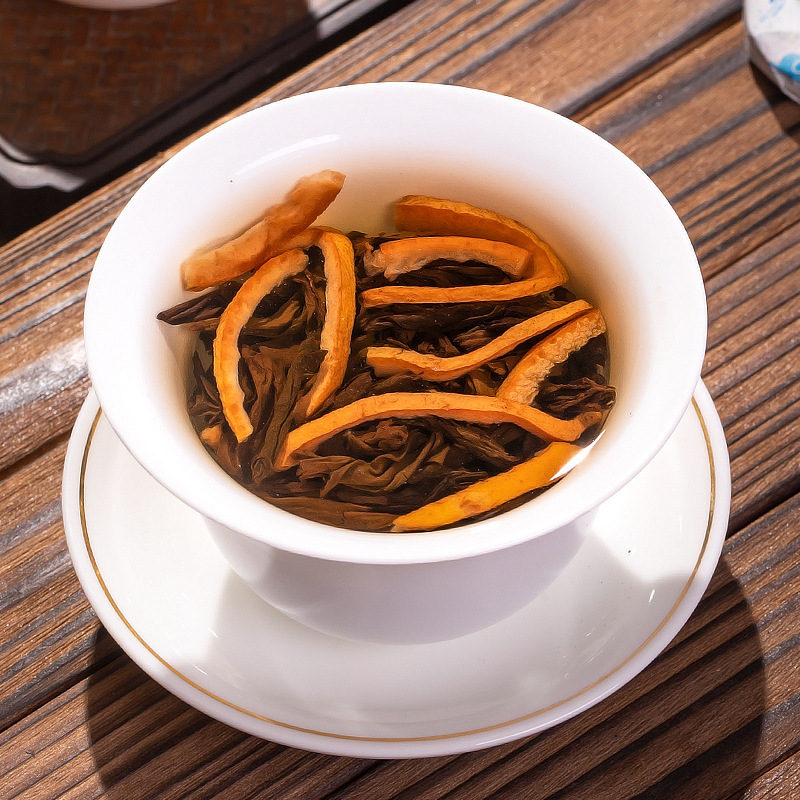 Xinhui 10-year-old Chenpi Pu'er tea ripe tea cake tea Yunnan kumquat Pu'er tea small tea cake small green kumquat 500g bag 