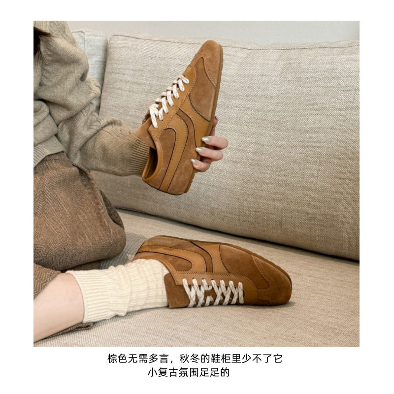 Giày sneaker nữ da thật cổ thấp dáng cổ điển buộc dây phối màu — Bạc, màu nâu, màu xanh lá cây, màu đỏ chi tiết 10