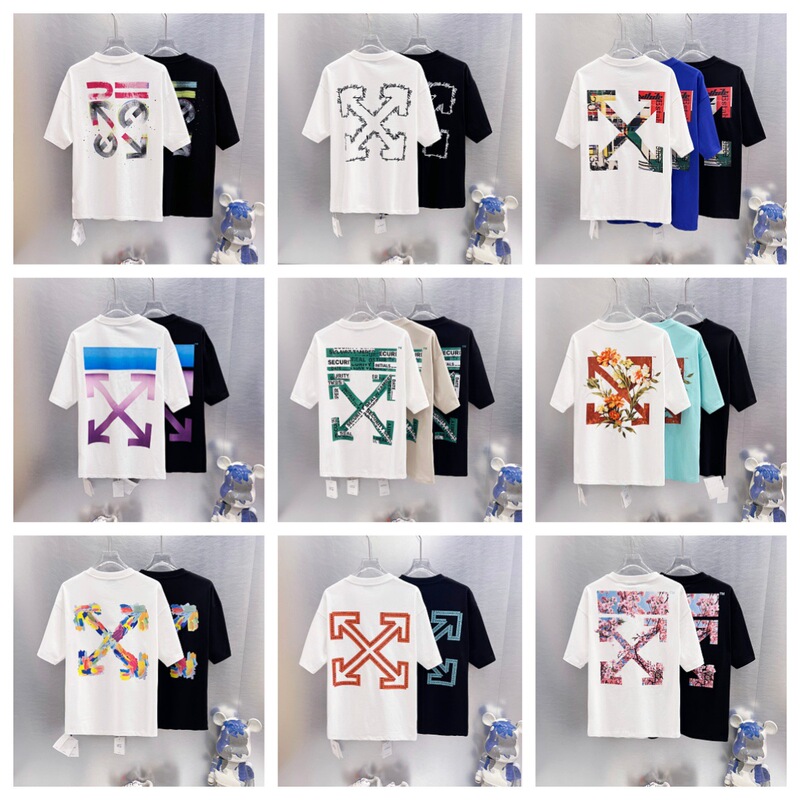 Cross-Border 2026 Summer New Off-White Sword-Head American Fashion Brand Retro Simple Printed T-Shirt for Men and Women Cross-Border 2026 Summer New Off-White Sword-Head American Fashion Brand Retro Simple Printed T-Shirt for Men and Women