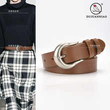 复古皮带女士休闲针扣头层牛皮腰带女式百搭牛仔装饰真皮腰带