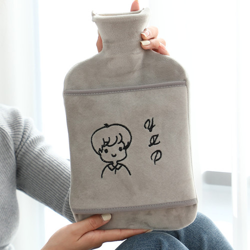 Rubber hot water bag, water filling, warm stomach, warm hand bag, student dorm, plush cover, warm hand warmer, wholesale and distribution
