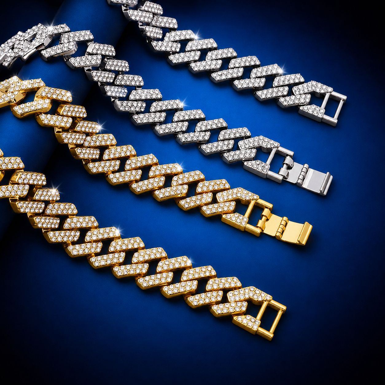 Collar de lujo de doble fila de 20 mm, estilo europeo y americano, para hombre, ideal para fiestas, hip-hop y rap.