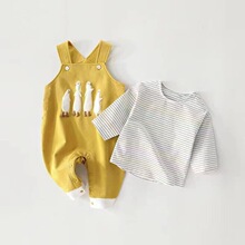 婴儿背带裤两件套装春季洋气外出儿童连体裤可爱超萌衣服宝宝春装