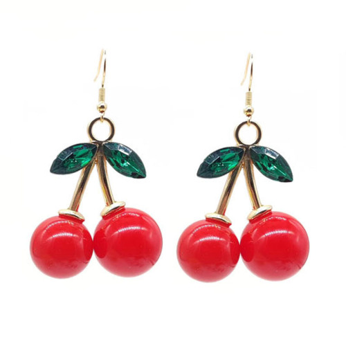 European and American cross-border alloy jewelry, cute cherry earrings, textured cherry earrings and earrings wholesale