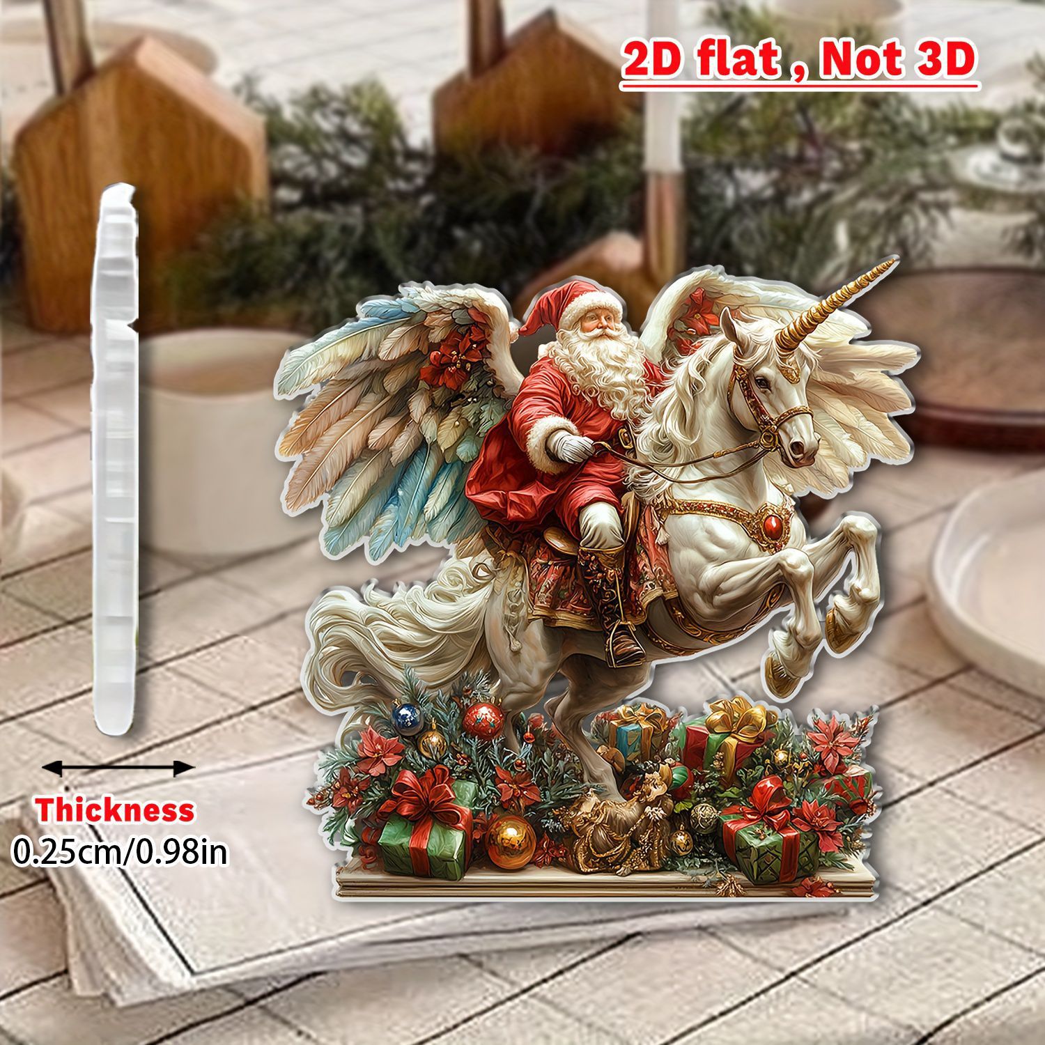 Nuevos productos transfronterizos Santa Claus y unicornio 2D acrílico decoraciones para el hogar decoraciones de escritorio de vacaciones