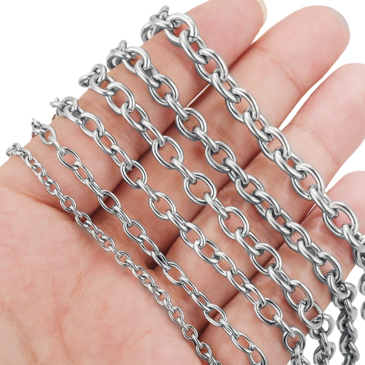 Accesorios de cadena de acero inoxidable DIY accesorios hechos a mano material collar de cadena cruzada en forma de O accesorios de cadena inoxidable