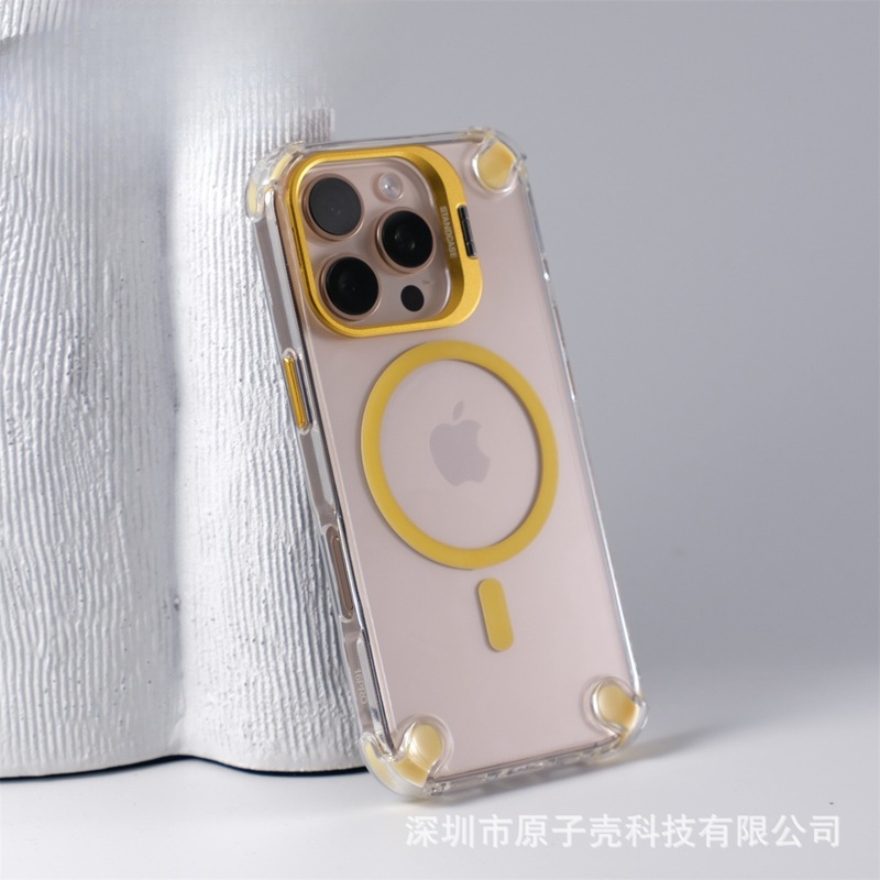适用iPhone17promax镜头支架手机壳苹果16气囊防摔15透明磁吸PC套|undefined