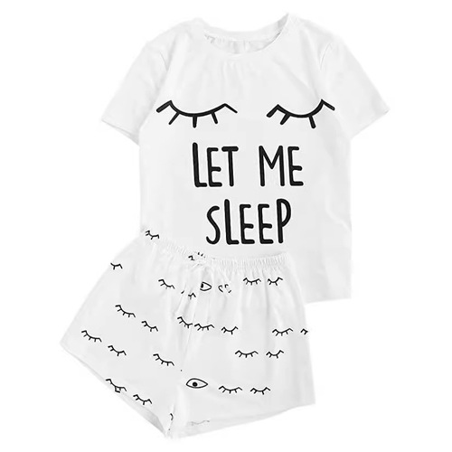 Exclusive Short-Sleeve T-Shirt, LET ME SLEEP, Personality European and American Fashion Home Set, Stylish and Cool
