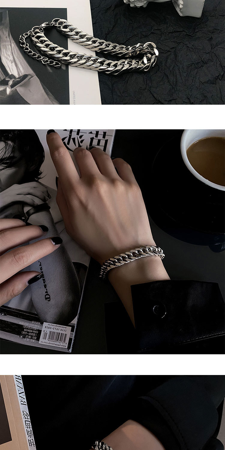 Titanium Steel Material Hip-Hop Solid Color Titanium Steel Plating Men's Bracelets Men's Chain Bracelets