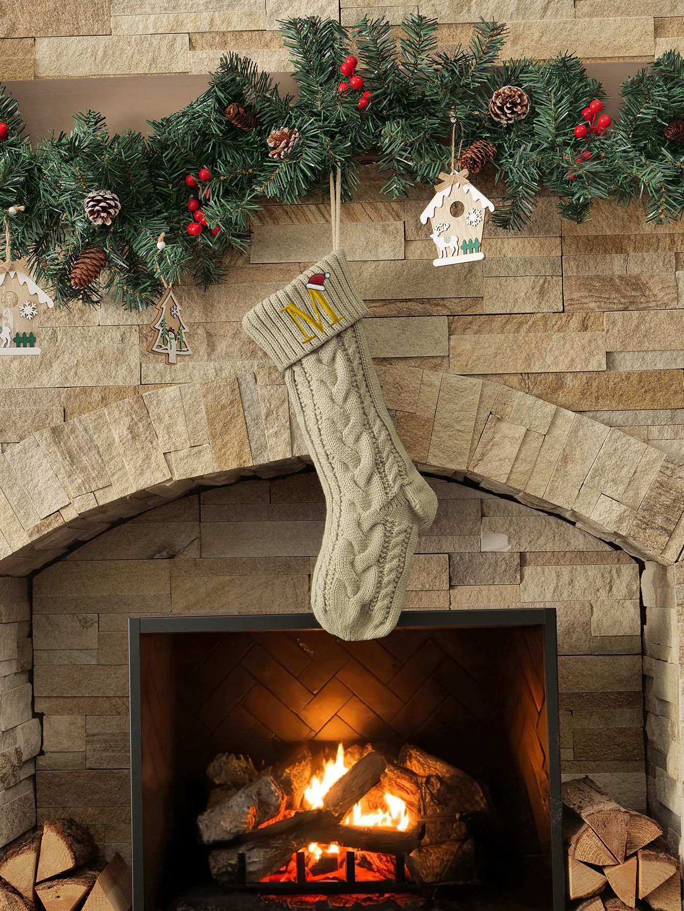 Amazon Europa y los Estados Unidos medias de Navidad personalizadas bordadas calcetines de letras de punto medias de regalo de Navidad colgantes fabricantes image 43