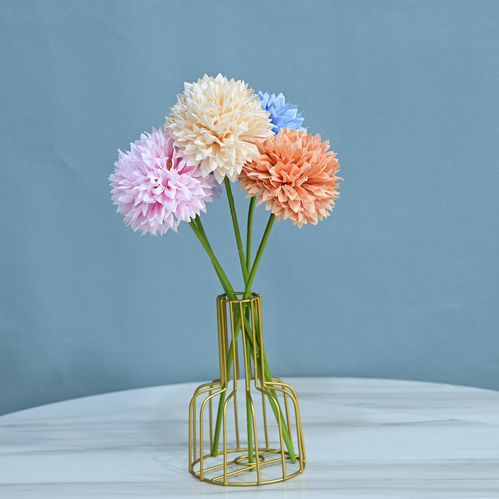 仿真花帶杆大號繡球洋蔥球花刺球假花婚慶絹花路引插花乒乓球菊花