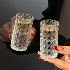 厂家批发高颜值透明浮雕加厚玻璃白酒杯酒盅小号家用玻璃水杯