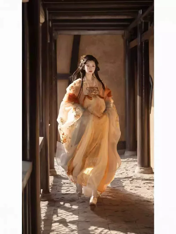 Оригинальный Hanfu женский нефритяный Сун Тан система одно полотно вышивка, грудь супер фея, плотная работа, вышивка большой рукав весна и лето комплект