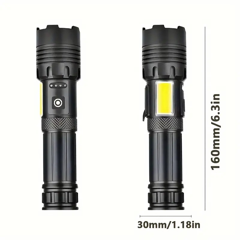 Láser explosivo blanco transfronterizo con luz lateral COB linterna de luz fuerte zoom salida cinturón linterna multifunción exterior