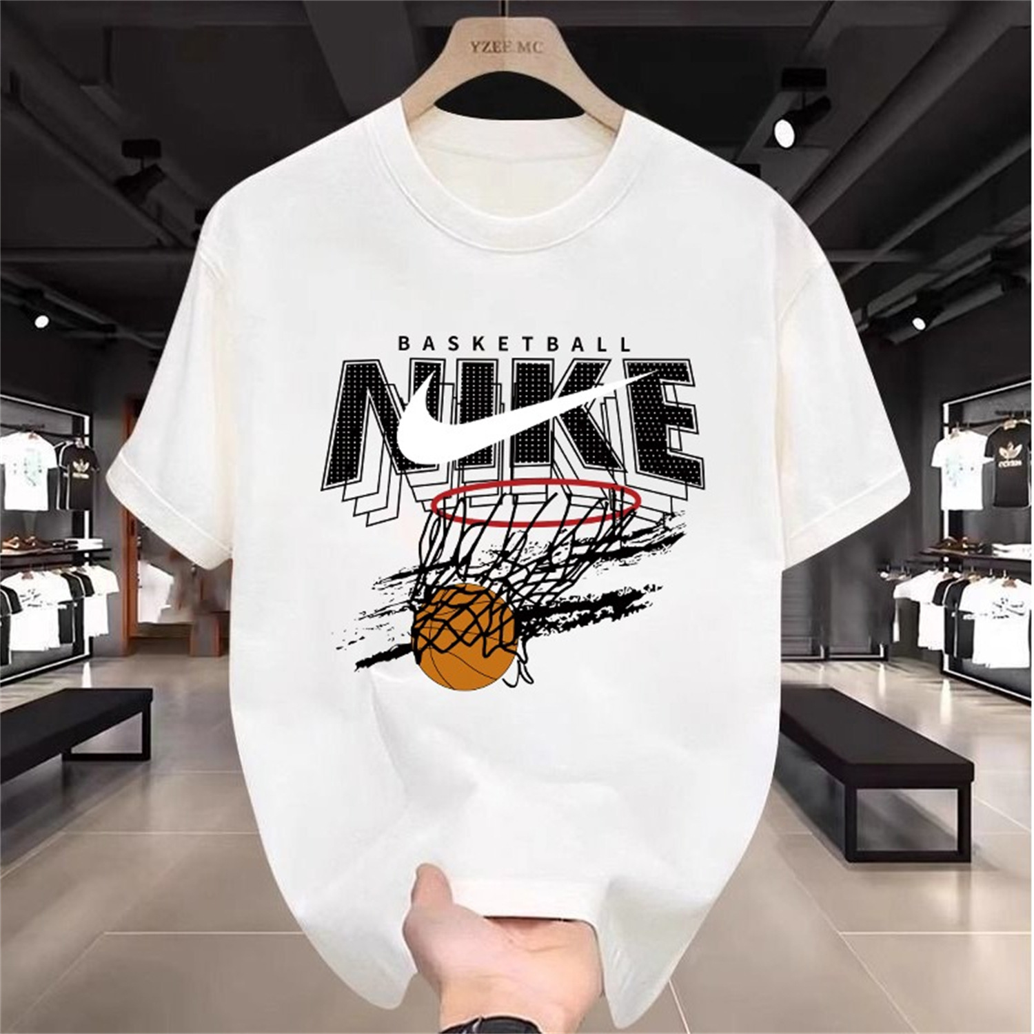 210g Heavyweight Pure Cotton Short-Sleeve T-Shirt for Men, Summer Trendy New Style Top, Cool and Loose Casual Printed Men's Short-Sleeve