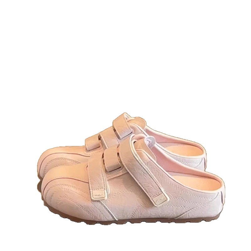 Zapatos de botellas de suela gruesa, zapatillas de mitad de cabeza, zapatillas de verano para mujeres, 2026 nuevos zapatos blancos de un solo pie retro image 6