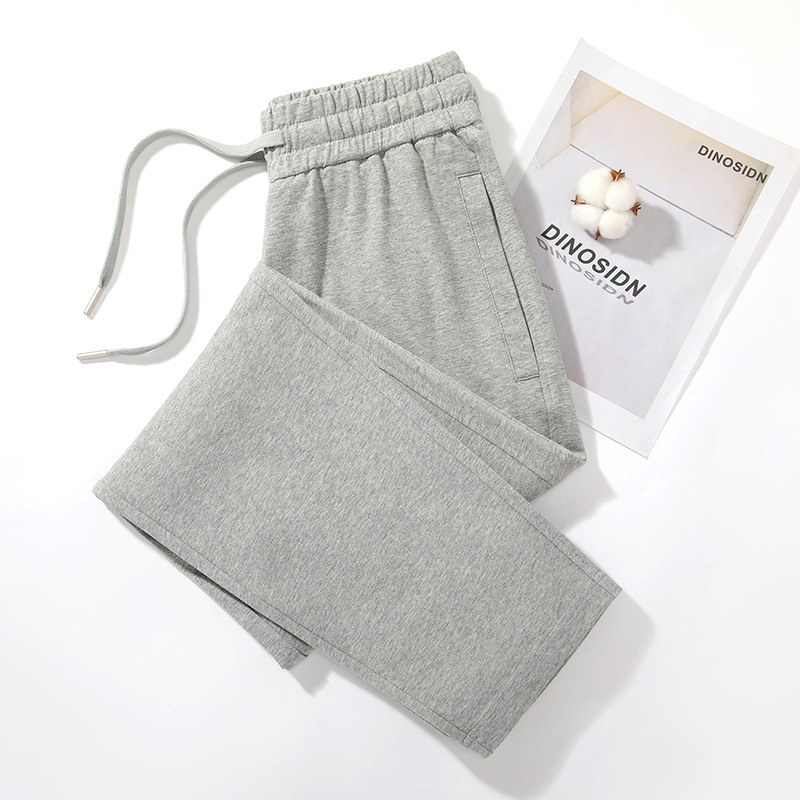 여름용 얇은 여성용 스웨트팬츠, 화이트 팬츠, 스트레이트핏, 루즈핏, 트렌디한 캐주얼 스포츠 롱팬츠, 다리길이 연출, 하이웨이스트, 약간 신축성