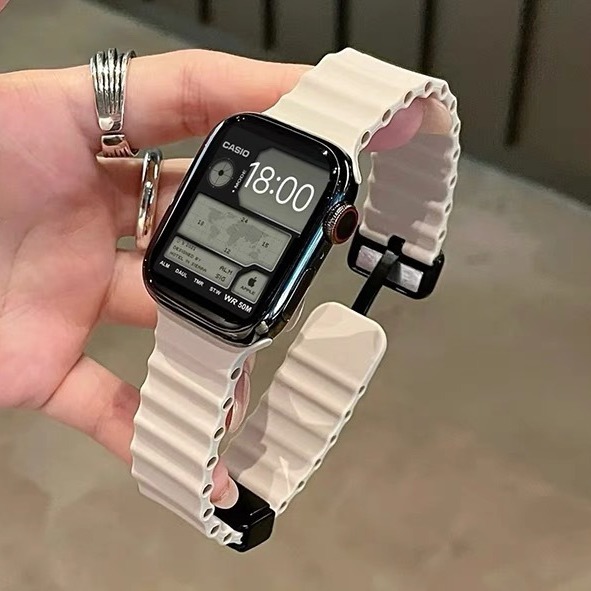 Para AppleWatch10 Apple correa de reloj iwatch987 generación Ultra correa magnética de silicona marina