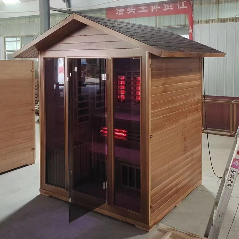 Sala de sauna de aguas termales al aire libre Sala de vapor de sudor doble individual Sala de vapor seco para cuatro personas Sala de vapor de patio multijugador Casa de madera