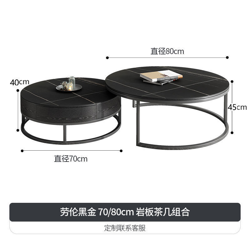 Luz y lujo moderno y simple nórdico brillante tablero de roca de alta calidad mesa de té gabinete de televisión combinación de pequeña casa mesa redonda image 16