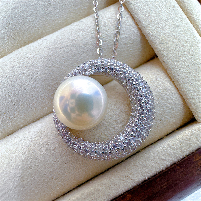 26g Weight Pearl, Zircon Inlay Material Pendant Necklace, Earrings Classification cable chain Chain Type Holiday, Daily Occasion Circle Pattern Women's Gender Inlay Design Casual, Simple Style Style Casual Simple Style Inlay Circle Pearl Zircon Pendant Necklace Earrings 5