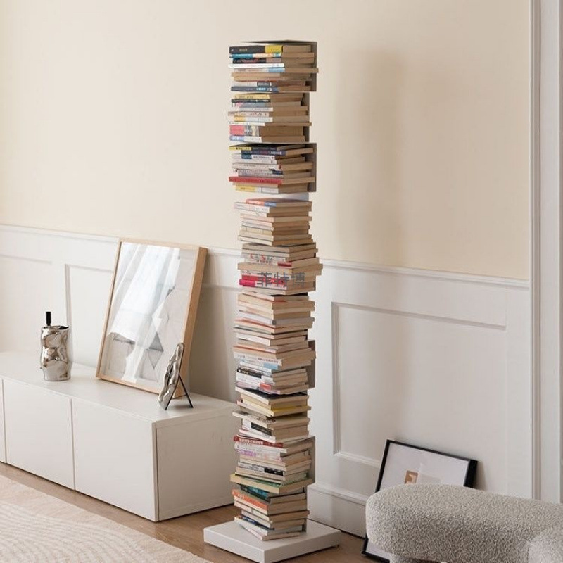 Invisible Bookshelf Floor-Standing Storage Rack Iron Art Simple Vertical Bookcase Living Room Corner Integrated Wall-Mounted Book Storage Rack
