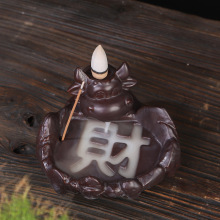 倒流香炉陶瓷紫砂卡通生肖牛虎萌宠家用新款创意复古摆件厂家直供
