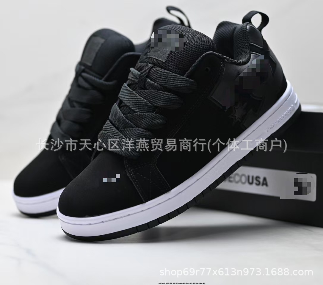 Zapatillas DC Shoes transfronterizas para hombres y mujeres, estilo europeo y americano, zapatos deportivos casuales de gran tamaño de comercio exterior, zapatos anchos de moda de cuero para viajeros